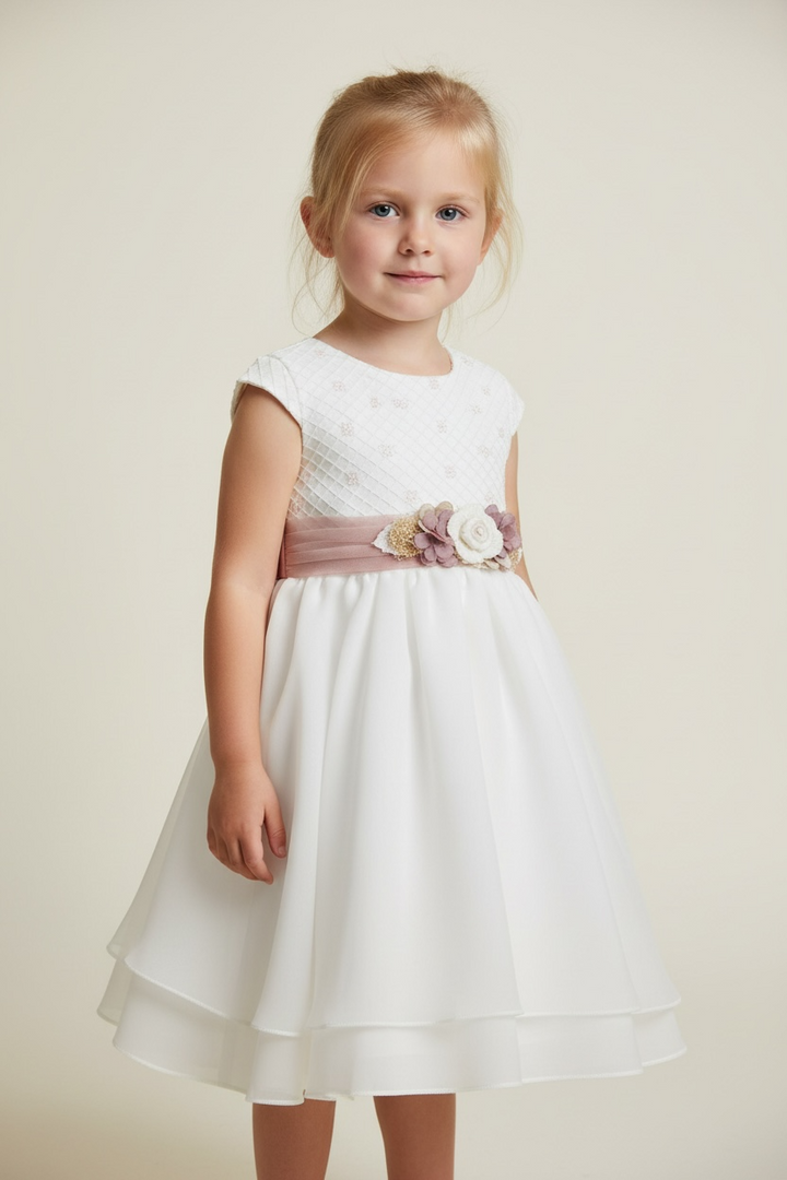 Elegant Blossom White Dress for Girls