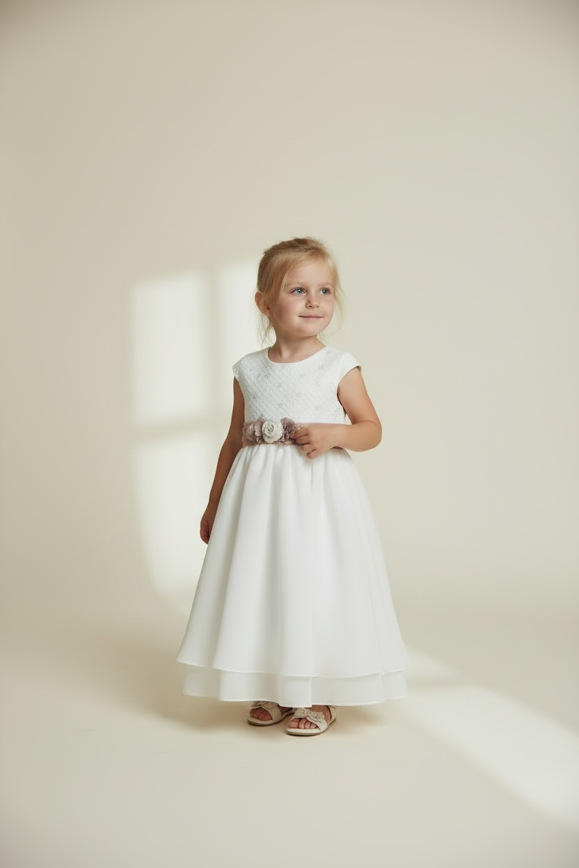Elegant Blossom White Dress for Girls