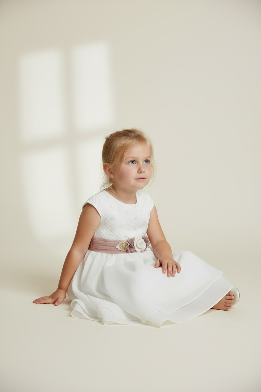 Elegant Blossom White Dress for Girls