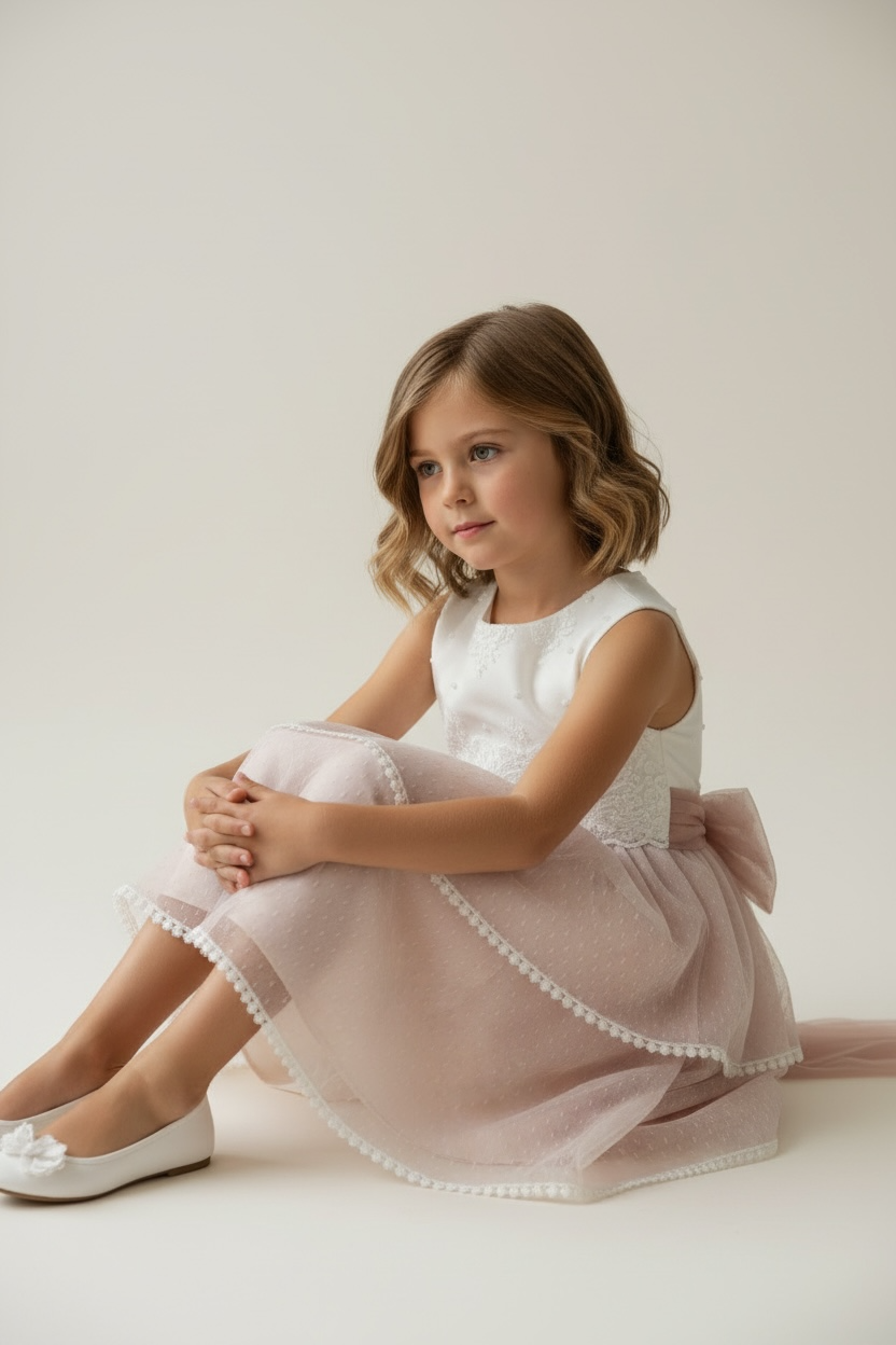 Girls Pink Tulle Dress – Elegant Princess Occasion Dress