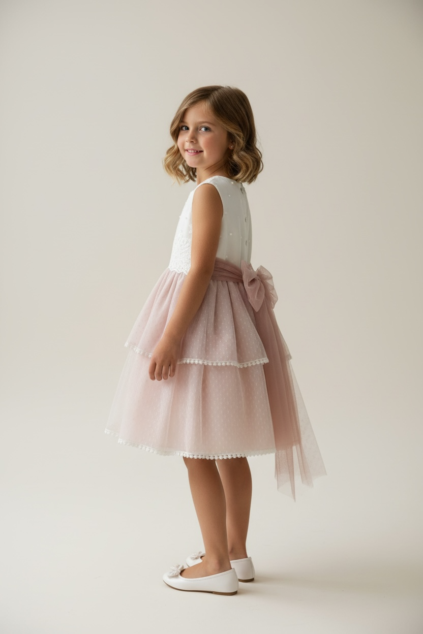 Girls Pink Tulle Dress – Elegant Princess Occasion Dress