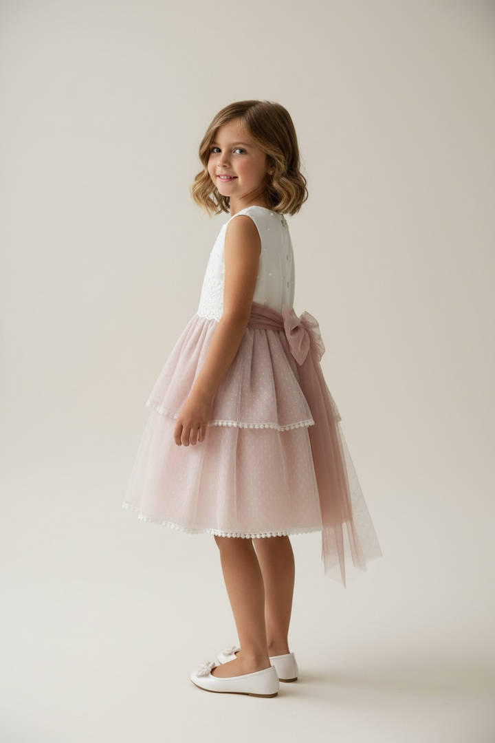 Girls Pink Tulle Dress – Elegant Princess Occasion Dress