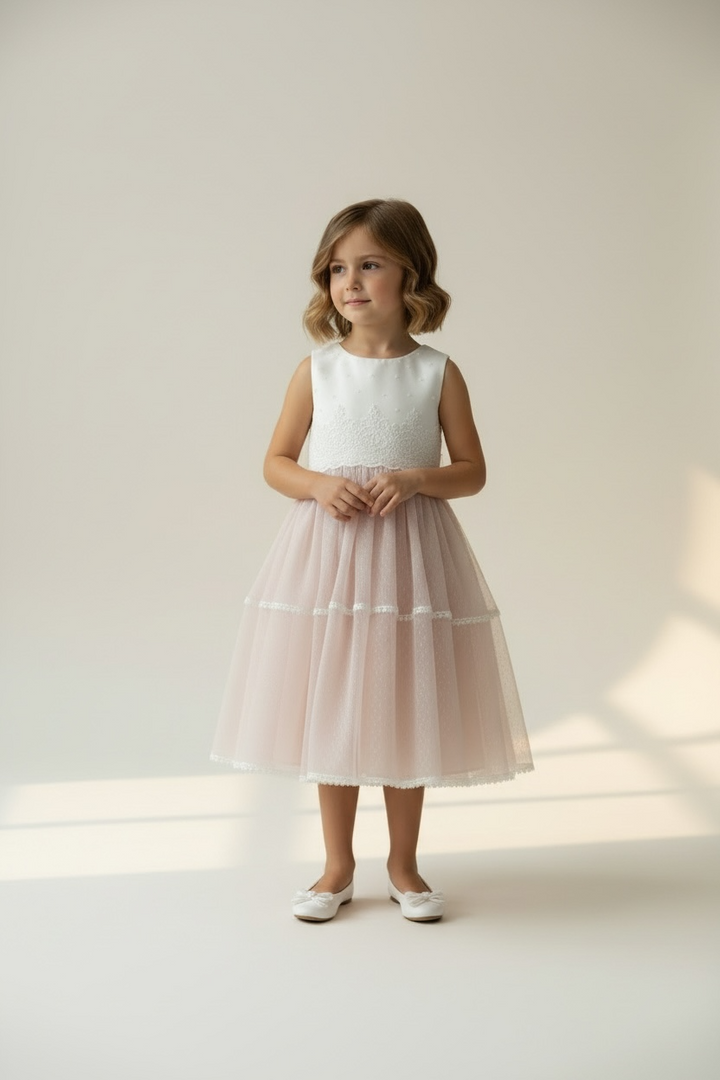 Girls Pink Tulle Dress – Elegant Princess Occasion Dress