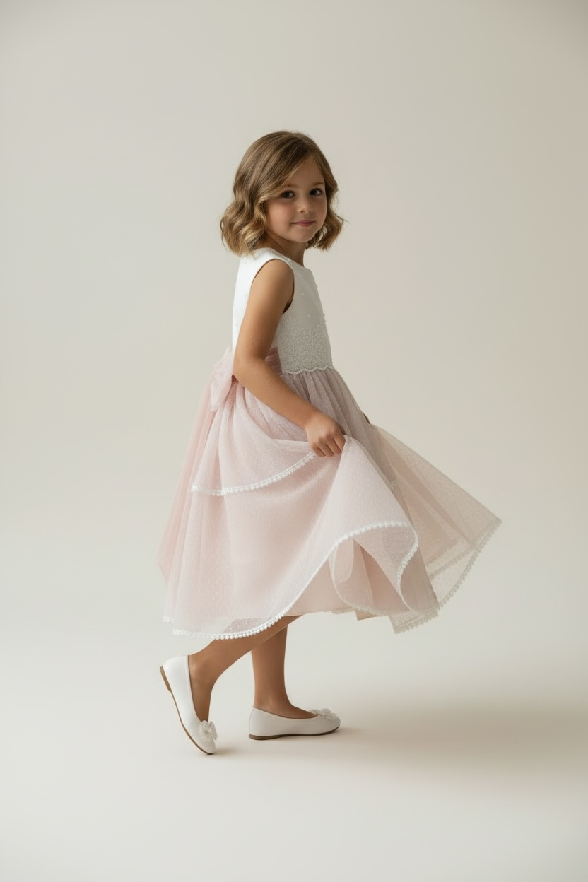Girls Pink Tulle Dress – Elegant Princess Occasion Dress